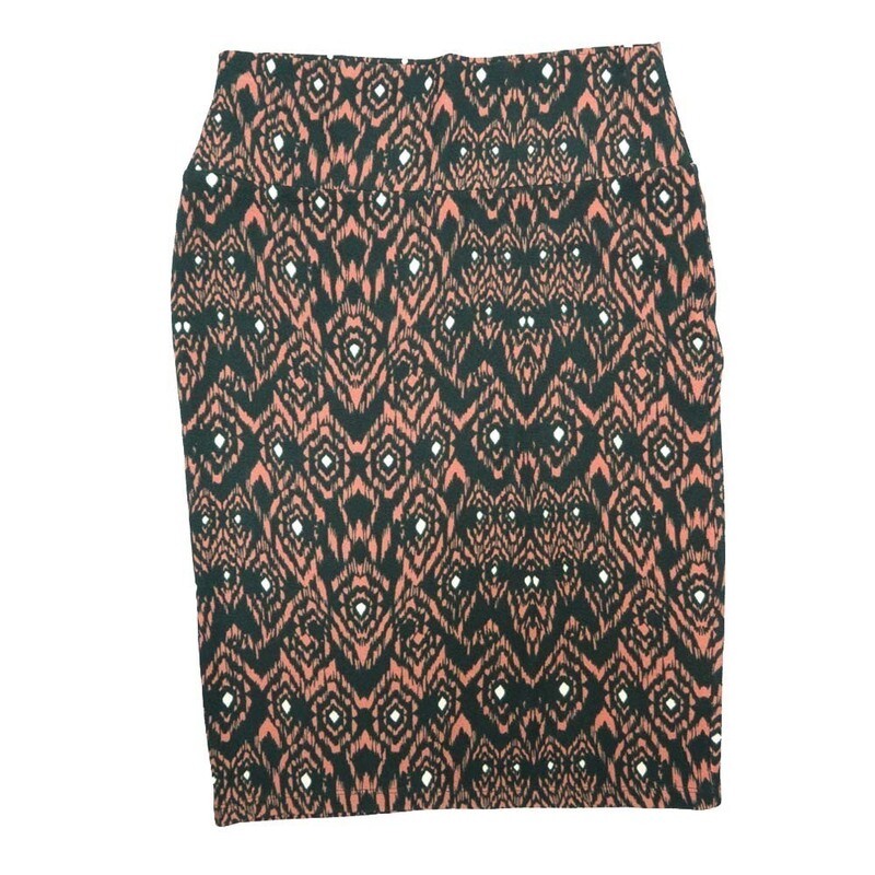 LuLaRoe Cassie c Small S Dark Green Pink White Geometric Womens Knee Length Pencil Skirt fits sizes 6-8  SMALL-90