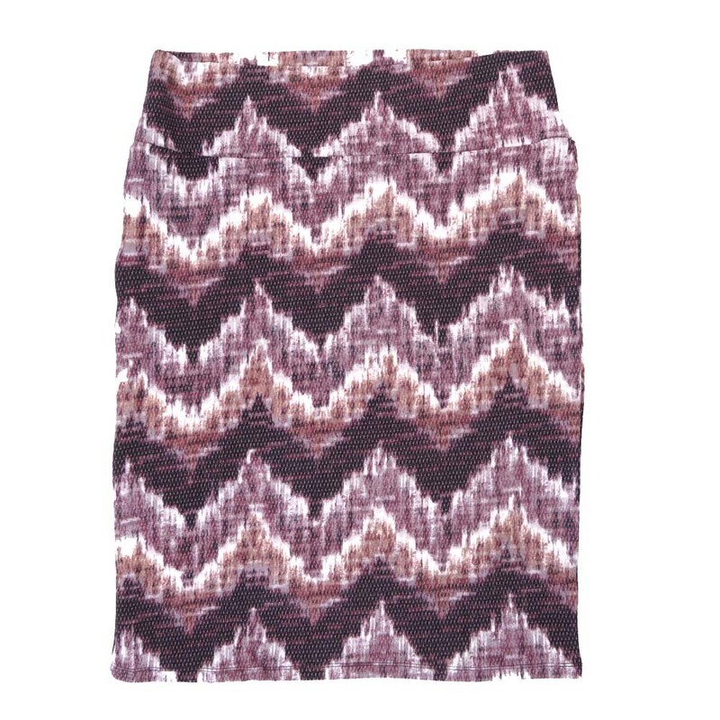 LuLaRoe Cassie g XX-Large 2XL Abstract Geometric Zig Zag Stripe Dark Light Maroon White Womens Knee Length Pencil Skirt fits sizes 22-24  2XL-232-D