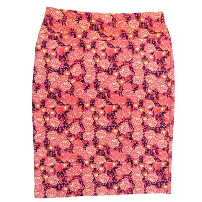 LuLaRoe Cassie g XX-Large 2XL Floral Black Pink Red Yellow Womens Knee Length Pencil Skirt fits sizes 22-24 2XL-205