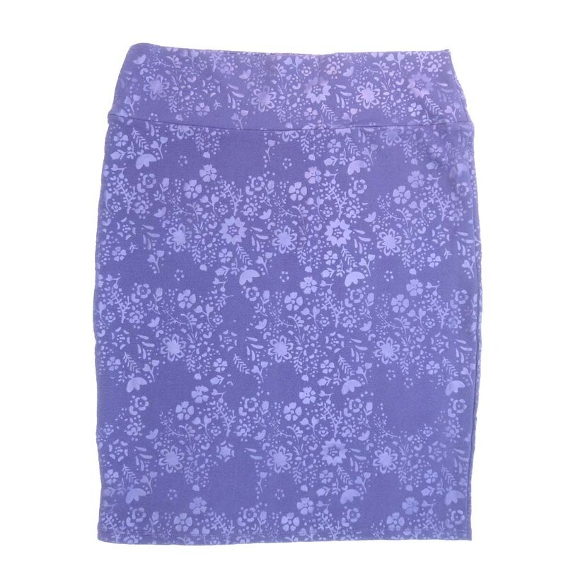 LuLaRoe Cassie g XX-Large 2XL Floral Blue Purple Womens Knee Length Pencil Skirt fits sizes 22-24  2XL-218