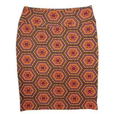 LuLaRoe Cassie g XX-Large 2XL Mandala Geometric Polka Dot Orange Pink Blue Womens Knee Length Pencil Skirt fits sizes 22-24 2XL-61