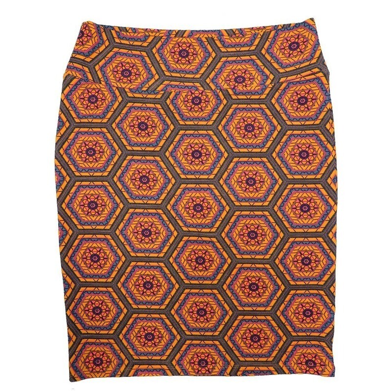 LuLaRoe Cassie g XX-Large 2XL Mandala Geometric Polka Dot Orange Pink Blue Womens Knee Length Pencil Skirt fits sizes 22-24  2XL-61
