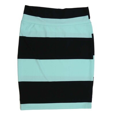 LuLaRoe Cassie g XX-Large 2XL Two Tone Black Mint White Stripe Womens Knee Length Pencil Skirt fits sizes 22-24 2XL-201