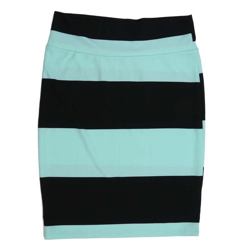 LuLaRoe Cassie g XX-Large 2XL Two Tone Black Mint White Stripe Womens Knee Length Pencil Skirt fits sizes 22-24  2XL-201