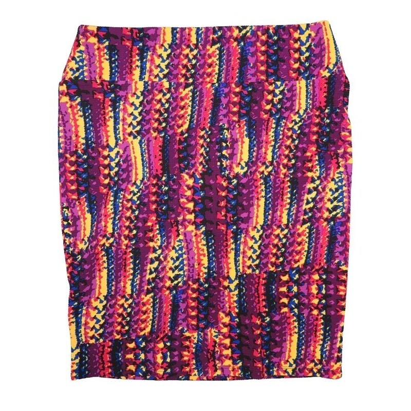 LuLaRoe Cassie g XX-Large 2XL Trippy Geometric Stripe Purple Yellow Blue Womens Knee Length Pencil Skirt fits sizes 22-24  2XL-63