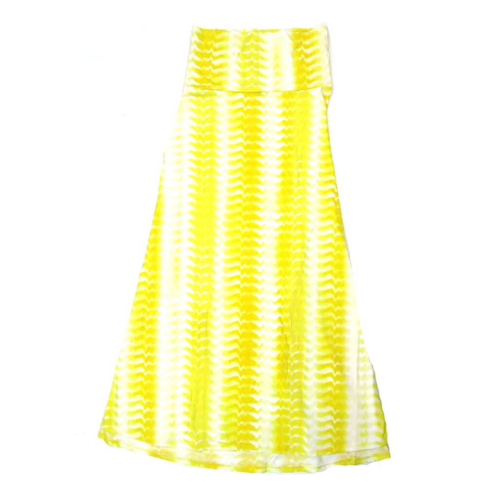 LuLaRoe Maxi d Medium M Shibori Heartbeat Stripe Yellow White A-Line Flowy Skirt fits Adult Women sizes 10-12 MEDIUM-206-315-C.JPG