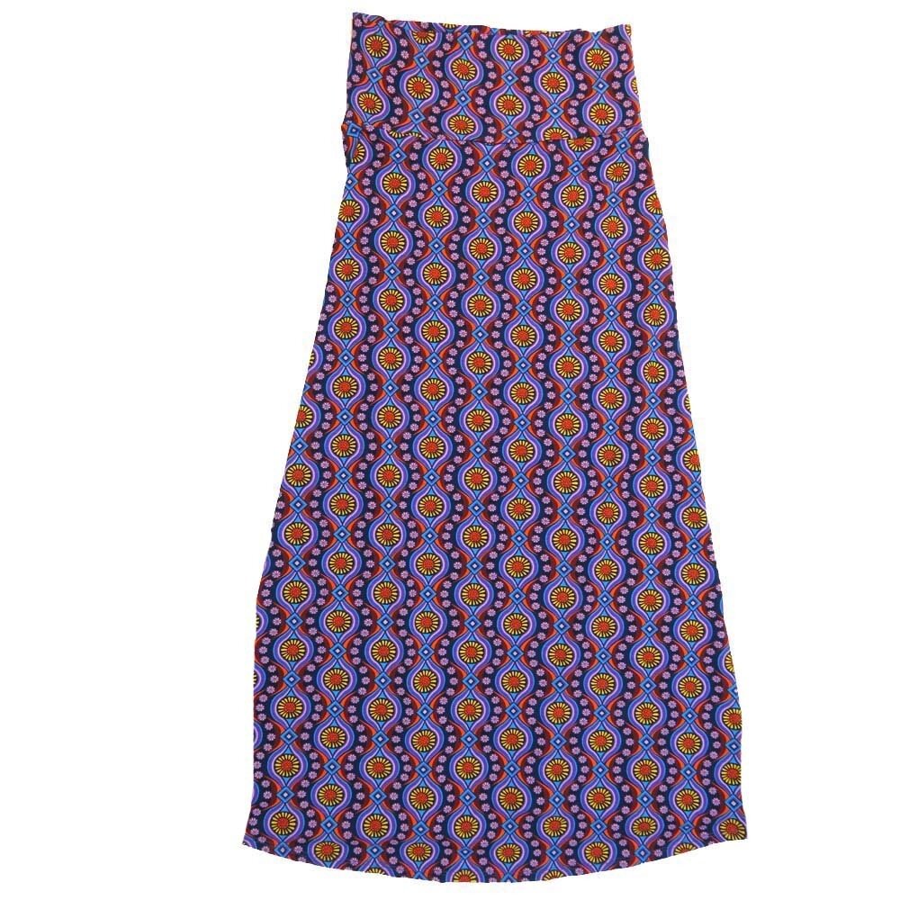 LuLaRoe Maxi d Medium M Geometric Trippy 70s Psychedelic Eyes Stripe A-Line Flowy Skirt fits Adult Women sizes 10-12 MEDIUM-204