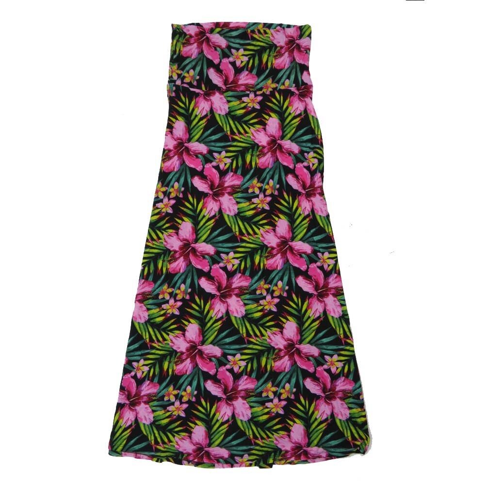 LuLaRoe Maxi c Small S Floral Black Green Pink A-Line Flowy Skirt fits Adult Women sizes 6-8 SMALL-312-D.JPG