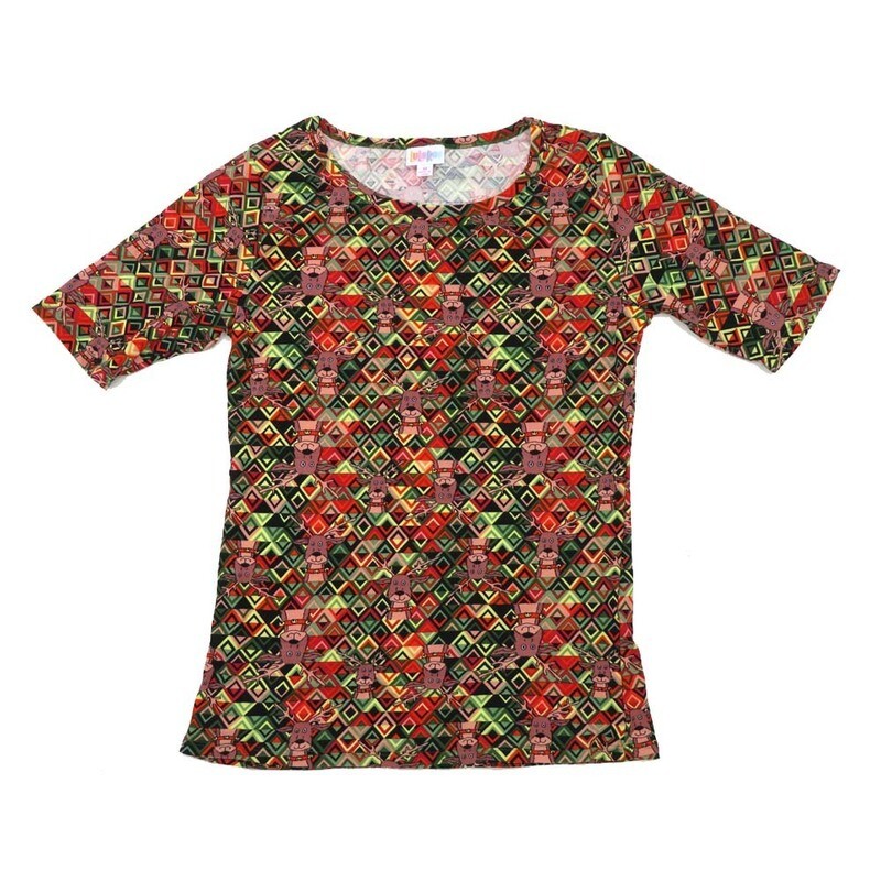 LuLaRoe GIGI Medium M Christmas Reindeer Geometric Fitted Tee fits Women sizes 8-10 MEDIUM-202