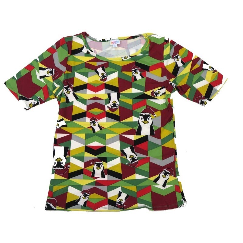 LuLaRoe GIGI X-Large XL Christmas Penguins Geometric Fitted Tee fits Women sizes 16-18 XL-200
