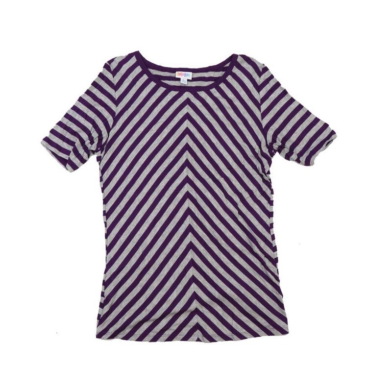 LuLaRoe GIGI X-Large XL Gray Blue Diagonal Stripe Fitted Tee fits Women sizes 16-18 XL-204