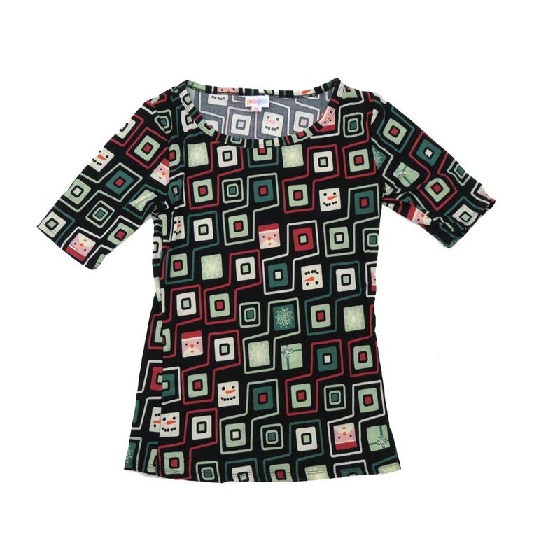 LuLaRoe GIGI X-Small XS Christmas Snowman Geometric Diamond Diagonal Fitted Tee fits Women sizes 2-4 XS-200
