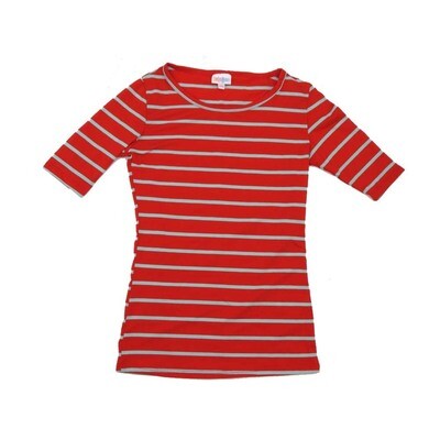 LuLaRoe GIGI XX-Small XXS Red Gray Stripe Fitted Tee fits Women sizes 00-0 XXS-201