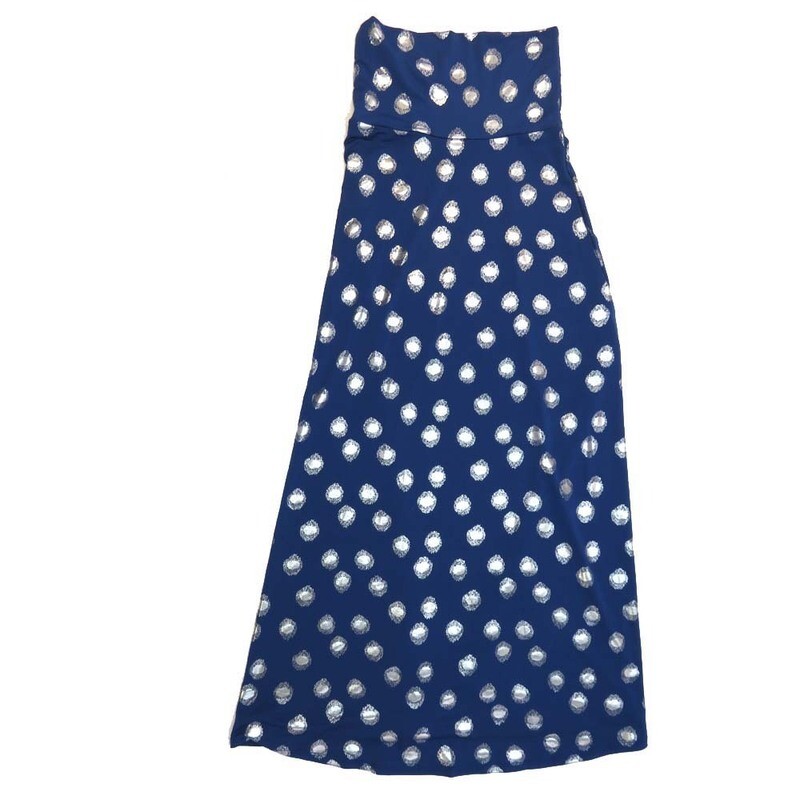 LuLaRoe Maxi a XX-Small XXS Elegant Collection Polka Dot Blue Silver A-Line Flowy Skirt fits Adult Women sizes 00-0  XXS-216