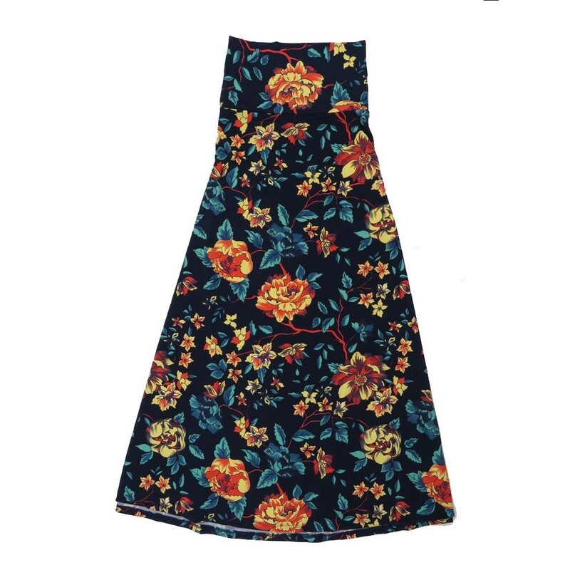 LuLaRoe Maxi a XX-Small XXS Floral A-Line Flowy Skirt fits Adult Women sizes 00-0  XXS-309.JPG