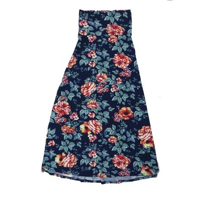 LuLaRoe Maxi a XX-Small XXS Floral Peonies Blue Red Pink A-Line Flowy Skirt fits Adult Women sizes 00-0 XXS-301.JPG