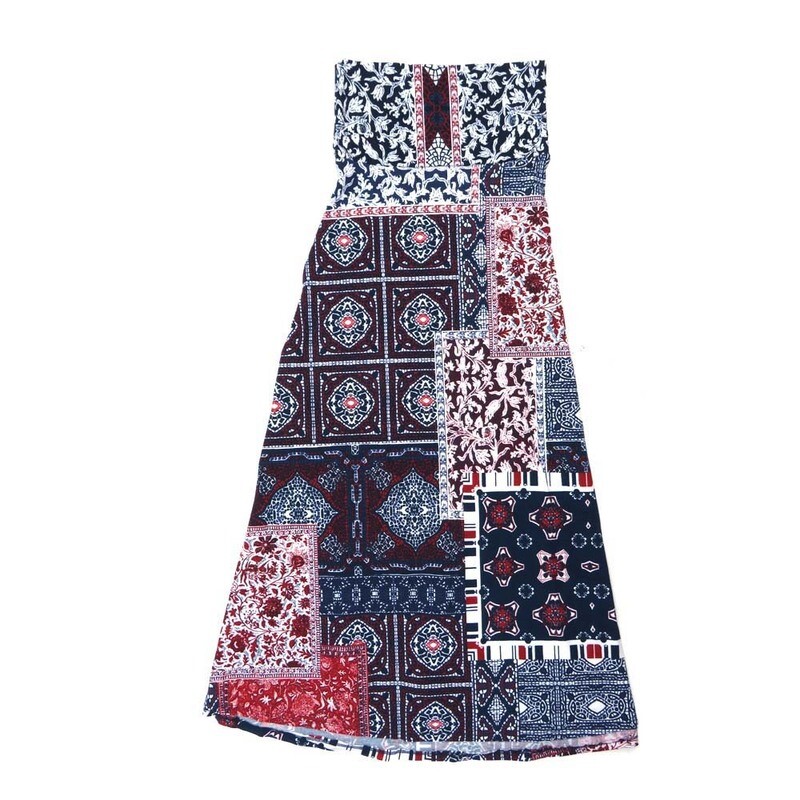 LuLaRoe Maxi a XX-Small XXS Mandalas Patchwork Geometric A-Line Flowy Skirt fits Adult Women sizes 00-0  XXS-311.JPG