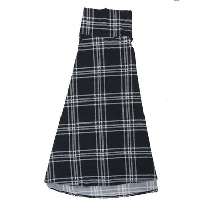 LuLaRoe Maxi a XX-Small XXS Plaid Black Gray White A-Line Flowy Skirt fits Adult Women sizes 00-0 XXS-324.JPG