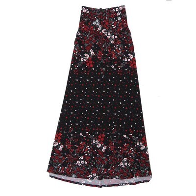 LuLaRoe Maxi a XX-Small XXS Polka Dot Floral Black White Red Gray A-Line Flowy Skirt fits Adult Women sizes 00-0 XXS-320.JPG