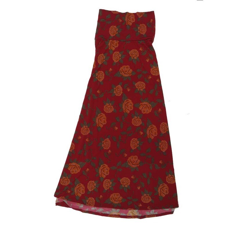 LuLaRoe Maxi a XX-Small XXS Roses Black Red A-Line Flowy Skirt fits Adult Women sizes 00-0  XXS-330.JPG