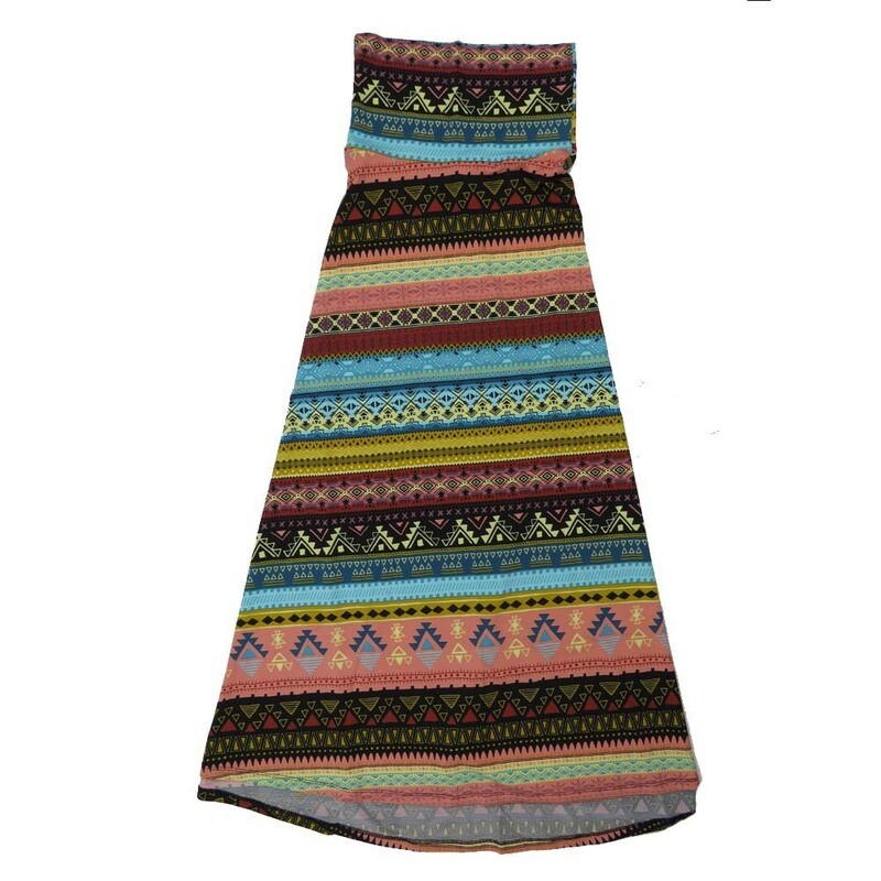 LuLaRoe Maxi a XX-Small XXS Stripe Southwestern Aztec Geometric Black Blue Gray Green A-Line Flowy Skirt fits Adult Women sizes 00-0  XXS-327.JPG