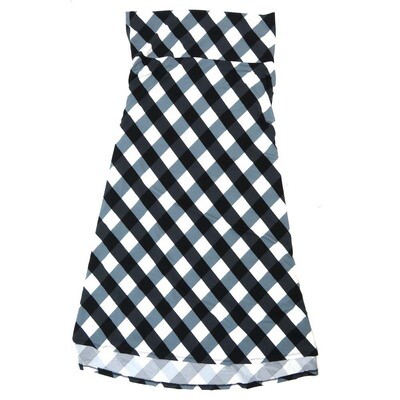 LuLaRoe Maxi h XXX-Large 3XL Black White Diamond Plaid A-Line Flowy Skirt fits Adult Women sizes 24-26 H-3XL-309.JPG
