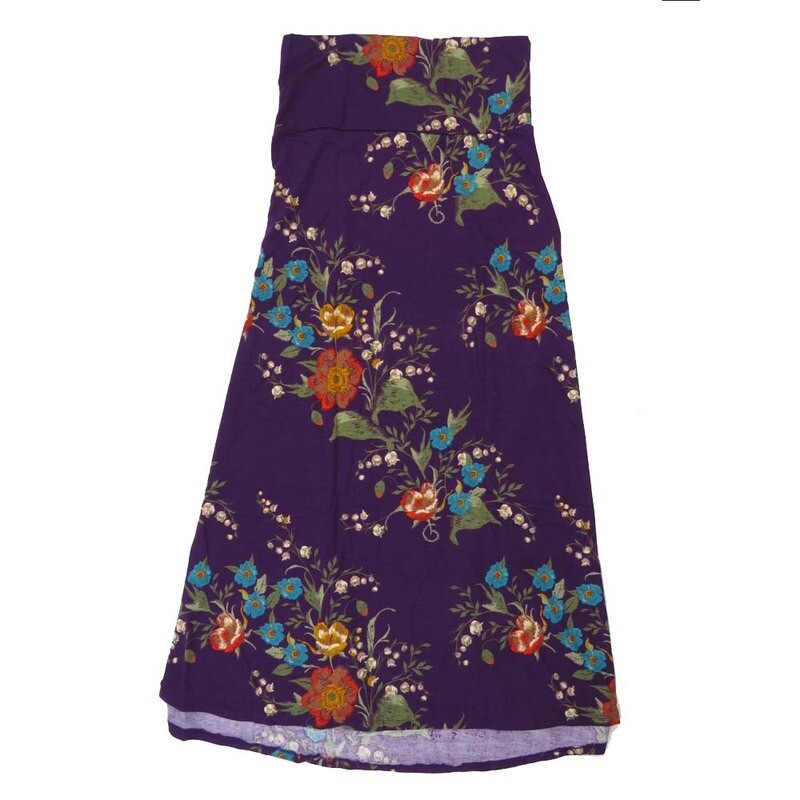 LuLaRoe Maxi e Large L Floral Navy Green Red White A-Line Flowy Skirt fits Adult Women sizes 14-16  LARGE-314.JPG