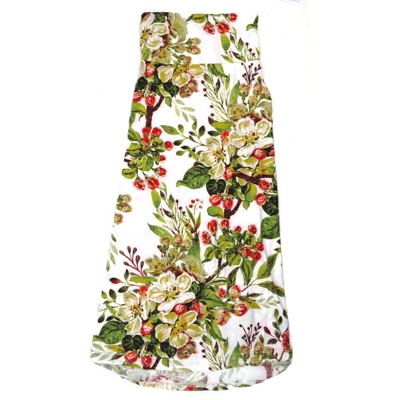 LuLaRoe Maxi e Large L Floral Hibiscus Green White A-Line Flowy Skirt fits Adult Women sizes 14-16  LARGE-312.JPG