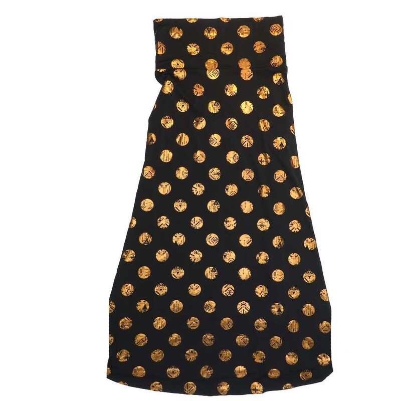 LuLaRoe Maxi d Medium M Elegant Collection Polka Dot geoaz  Black Gold  A-Line Flowy Skirt fits Adult Women sizes 10-12  MEDIUM-213