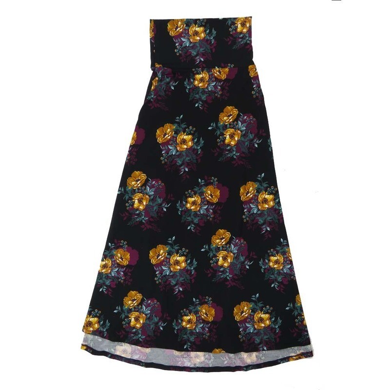 LuLaRoe Maxi d Medium M Floral Black Red Gray A-Line Flowy Skirt fits Adult Women sizes 10-12  MEDIUM-206-300-B.JPG