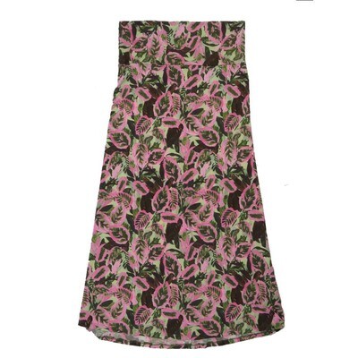 LuLaRoe Maxi d Medium M Floral Leaves Green Pink Red A-Line Flowy Skirt fits Adult Women sizes 10-12 MEDIUM-206-324.JPG