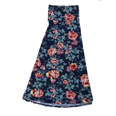 LuLaRoe Maxi f X-Large XL Floral Peony Gray Blue Pink Red Floral A-Line Flowy Skirt fits Adult Women sizes 18-20 XL-301-B.JPG