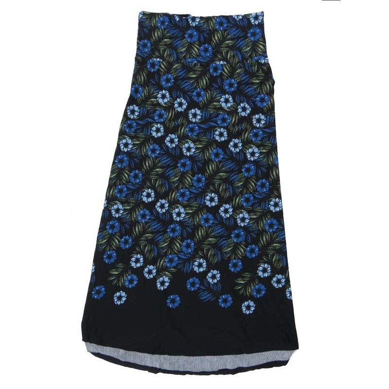 LuLaRoe Maxi f X-Large XL Black Lavendar Floral Purple Floral A-Line Flowy Skirt fits Adult Women sizes 18-20  XL-314-C.JPG