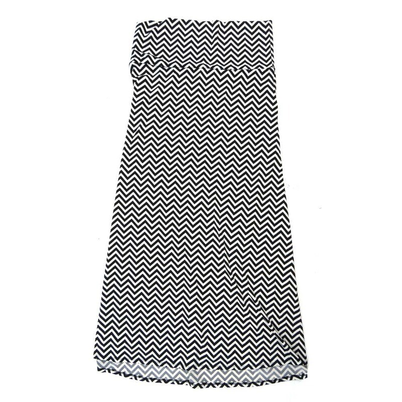 LuLaRoe Maxi f X-Large XL Black White Herringbone Stripe Floral A-Line Flowy Skirt fits Adult Women sizes 18-20  XL-313-B.JPG