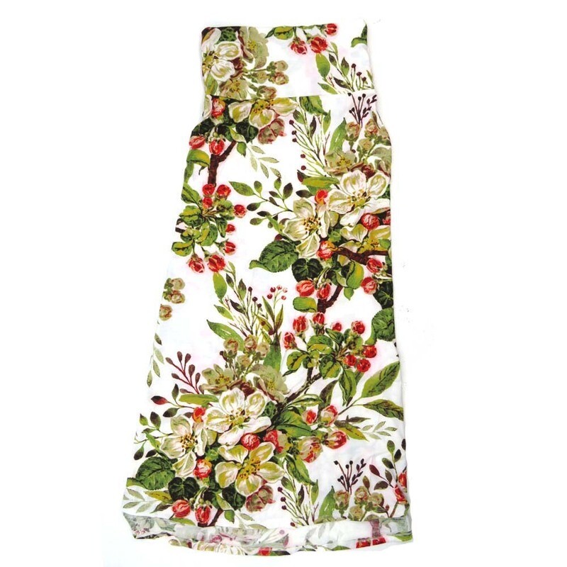 LuLaRoe Maxi f X-Large XL Floral Vine Hibiscus Green White Floral A-Line Flowy Skirt fits Adult Women sizes 18-20  XL-311.JPG