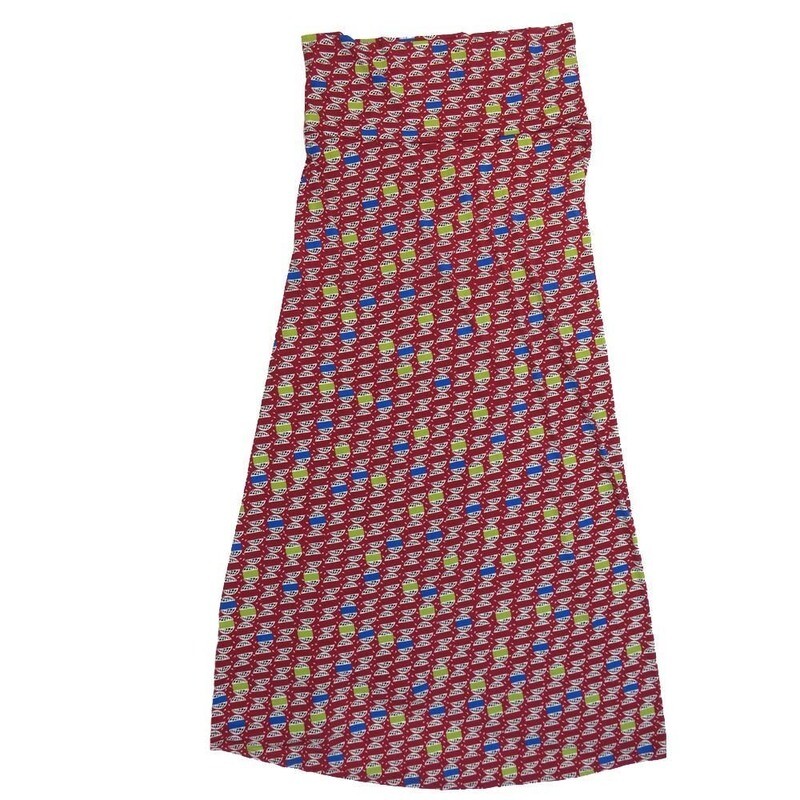 LuLaRoe Maxi f X-Large XL Geometric Globes Black Red Purple White A-Line Flowy Skirt fits Adult Women sizes 18-20  XL-210-C