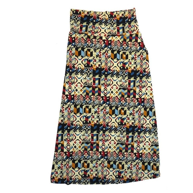 LuLaRoe Maxi f X-Large XL Mandalas Geometric Checkerboard A-Line Flowy Skirt fits Adult Women sizes 18-20  XL-205