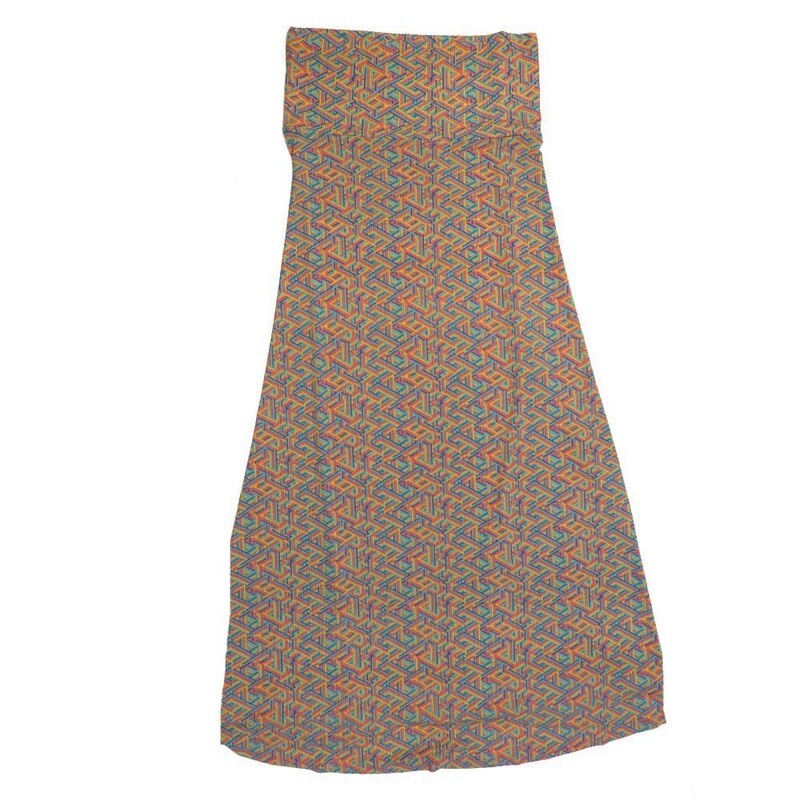 LuLaRoe Maxi f X-Large XL Trippy 70s Psychedelic Geometric A-Line Flowy Skirt fits Adult Women sizes 18-20  XL-207