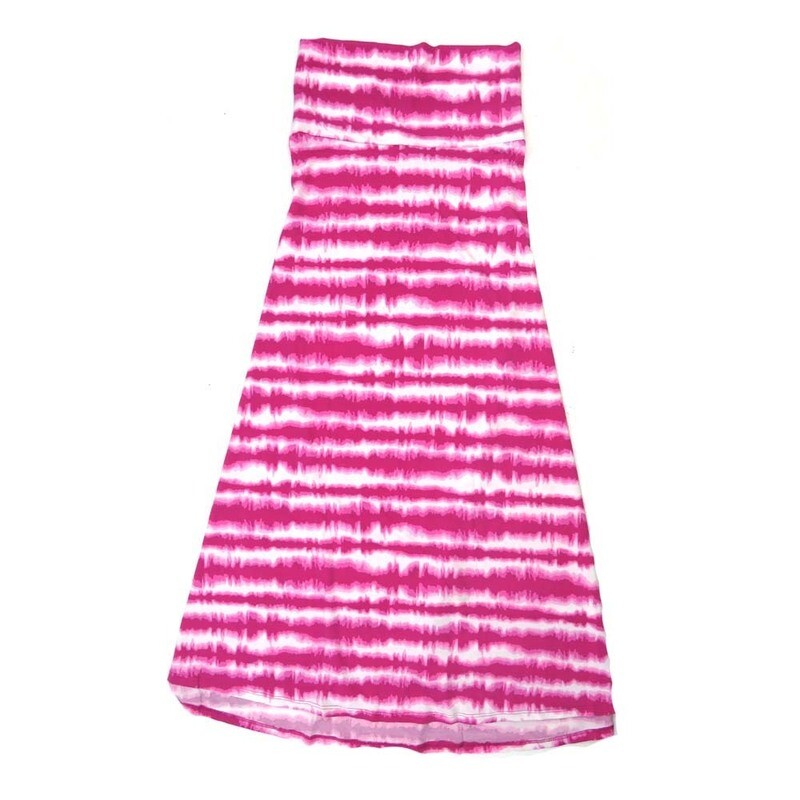 LuLaRoe Maxi f X-Large XL Tye Dye Shibori Stripe Pink White Floral A-Line Flowy Skirt fits Adult Women sizes 18-20  XL-305.JPG