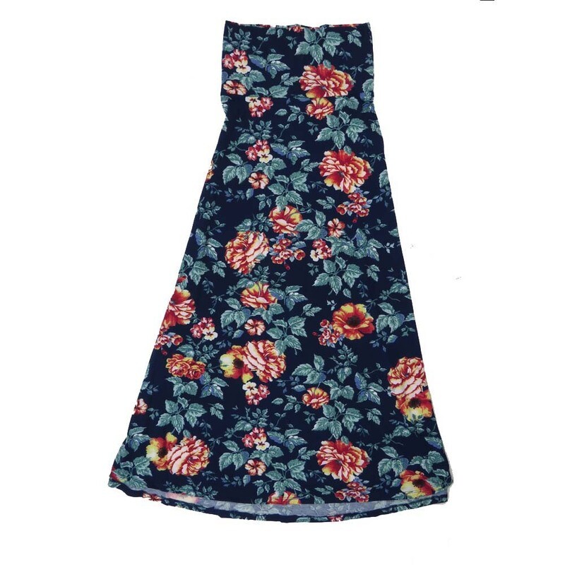 LuLaRoe Maxi e Large L Floral Blue Red Gray A-Line Flowy Skirt fits Adult Women sizes 14-16  LARGE-301.JPG