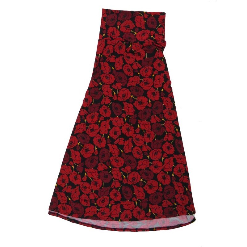 LuLaRoe Maxi e Large L Floral Red Black A-Line Flowy Skirt fits Adult Women sizes 14-16  LARGE-303.JPG