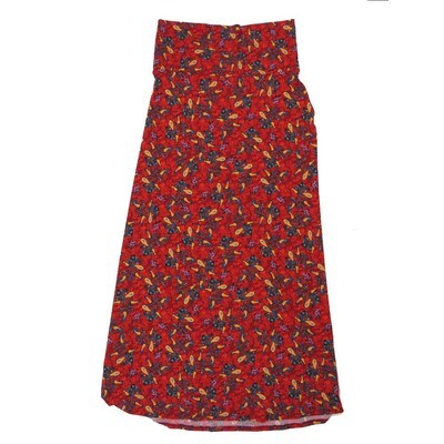 LuLaRoe Maxi e Large L Floral Red Green Gray A-Line Flowy Skirt fits Adult Women sizes 14-16 LARGE-321.JPG