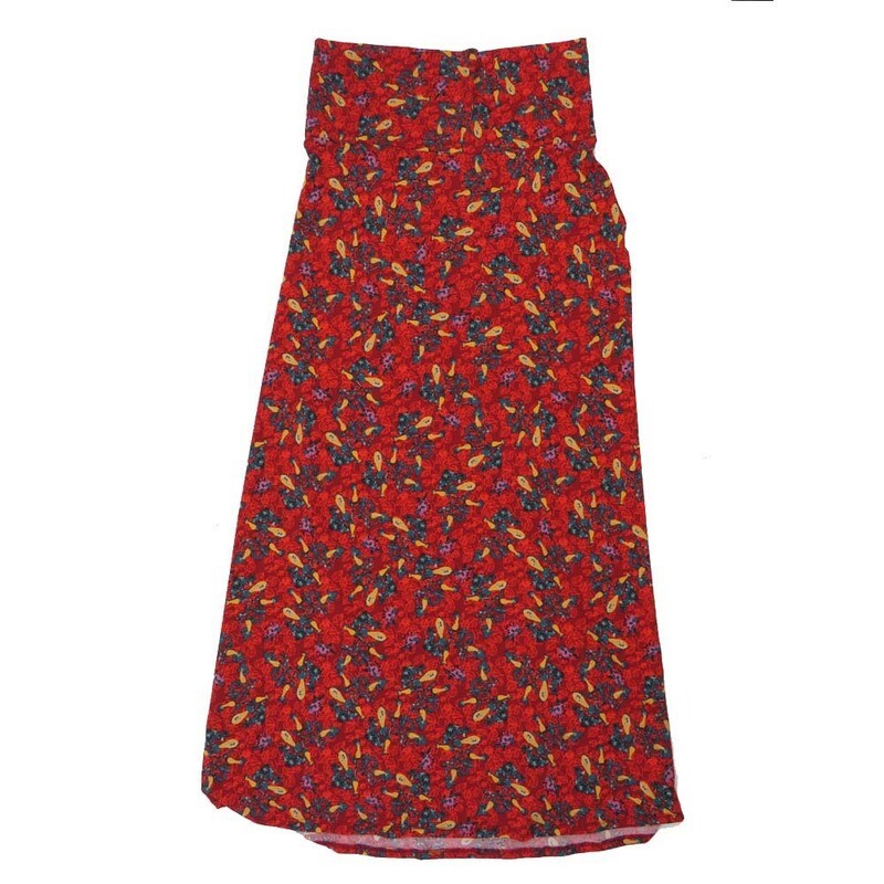 LuLaRoe Maxi e Large L Floral Red Green Gray A-Line Flowy Skirt fits Adult Women sizes 14-16  LARGE-321.JPG
