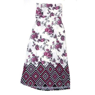 LuLaRoe Maxi e Large L Geometric Floral Vine Diamond White A-Line Flowy Skirt fits Adult Women sizes 14-16 LARGE-306-D.JPG