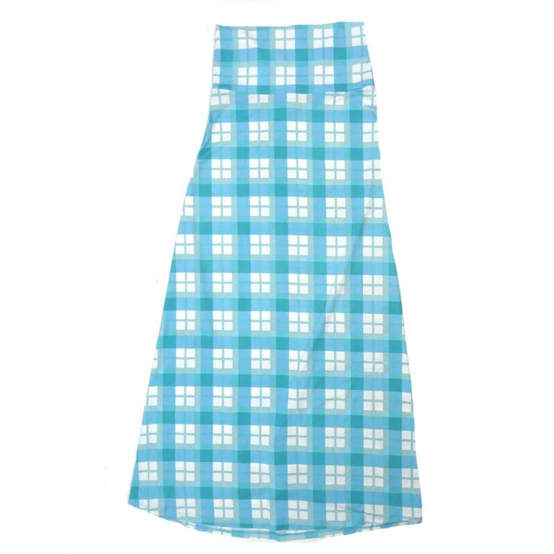 LuLaRoe Maxi e Large L Plaid Windowpane Blue Gray White A-Line Flowy Skirt fits Adult Women sizes 14-16  LARGE-305.JPG
