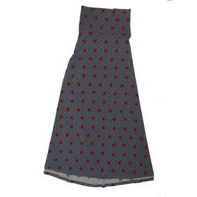 LuLaRoe Maxi e Large L Polka Dot Floral Roses Red Gray A-Line Flowy Skirt fits Adult Women sizes 14-16 LARGE-304.JPG