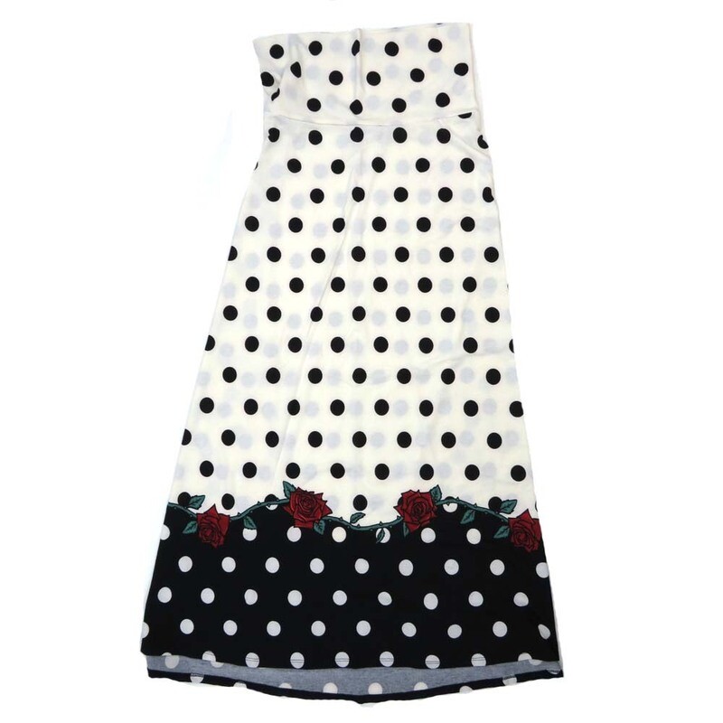 LuLaRoe Maxi e Large L Polka Dots Black White Roses Red A-Line Flowy Skirt fits Adult Women sizes 14-16  LARGE-322.JPG