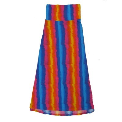 LuLaRoe Maxi d Medium M Tye Dye Rainbow Stripe A-Line Flowy Skirt fits Adult Women sizes 10-12 MEDIUM-206-310.JPG