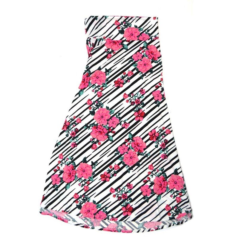 LuLaRoe Maxi g XX-Large 2XL Striped Floral A-Line Flowy Skirt fits Adult Women sizes 22-24 2XL-307.JPG