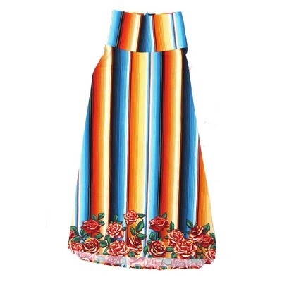 LuLaRoe Maxi b X-Small XS Rainbow Stripe Roses A-Line Flowy Skirt fits Adult Women sizes 2-4 XS-314-B.JPG